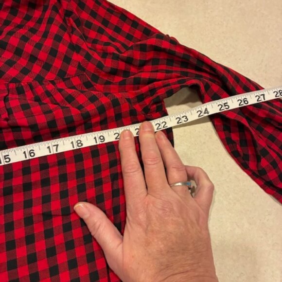 Talbots Women's Black Red Plaid Cotton Long Sleeve Button Ruffle Collar Shirt L - Picture 11 of 11